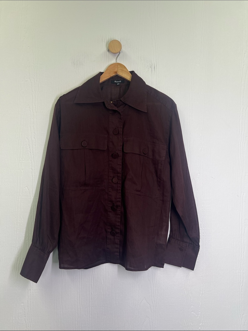 Madewell - Utility Pocket Button Down Lightweight Long Sleeve Blouse Size Medium - Picture 10 of 12